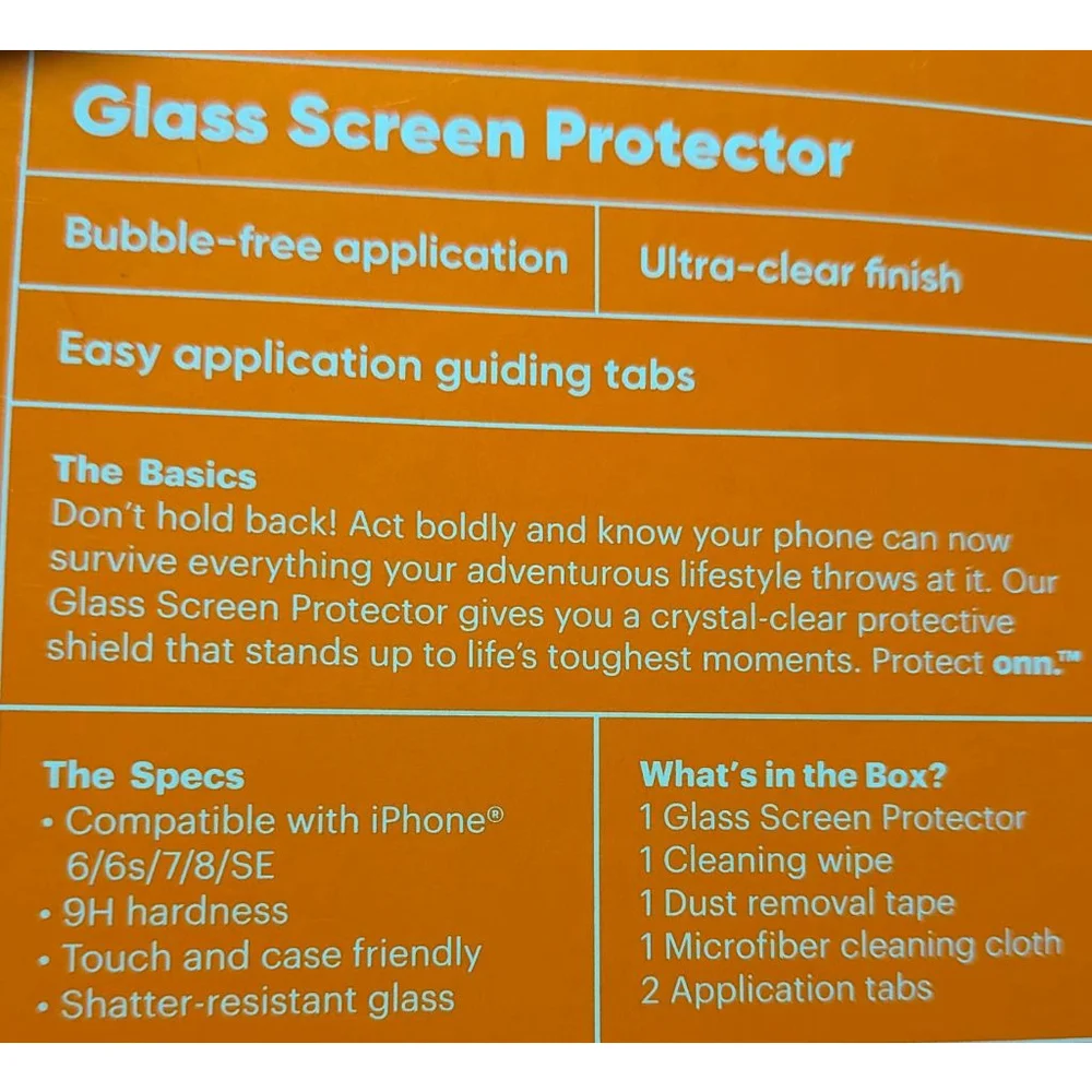 Unisex Protect Onn. Glass Screen Protector for iPhone 6/6s/7/8/SE Clear One Size